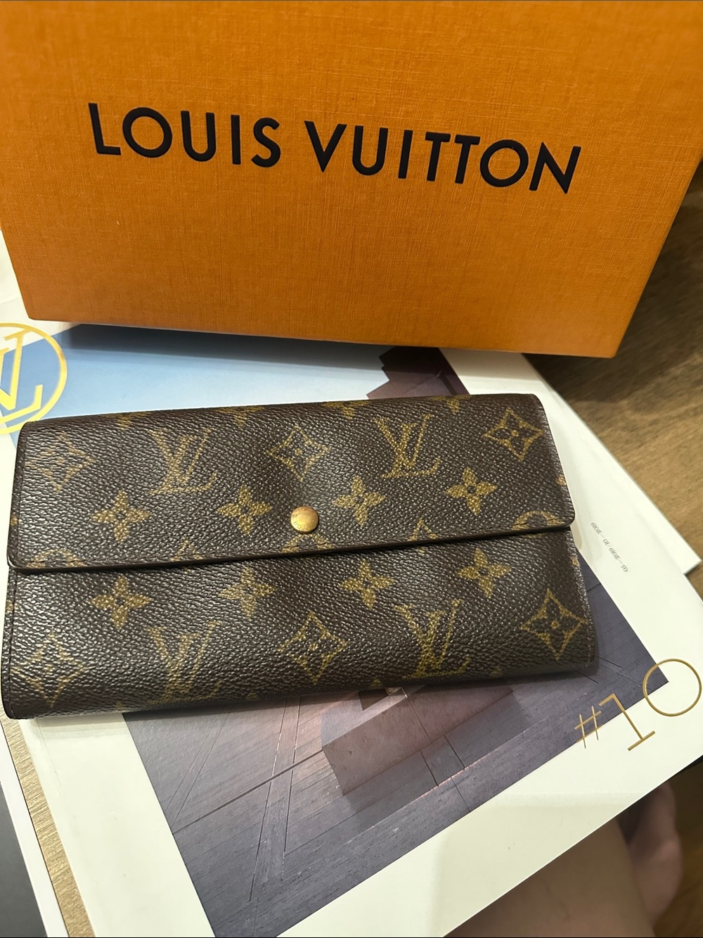 Louis Vuitton Monogram Canvas Long Wallet in Brown and Gold